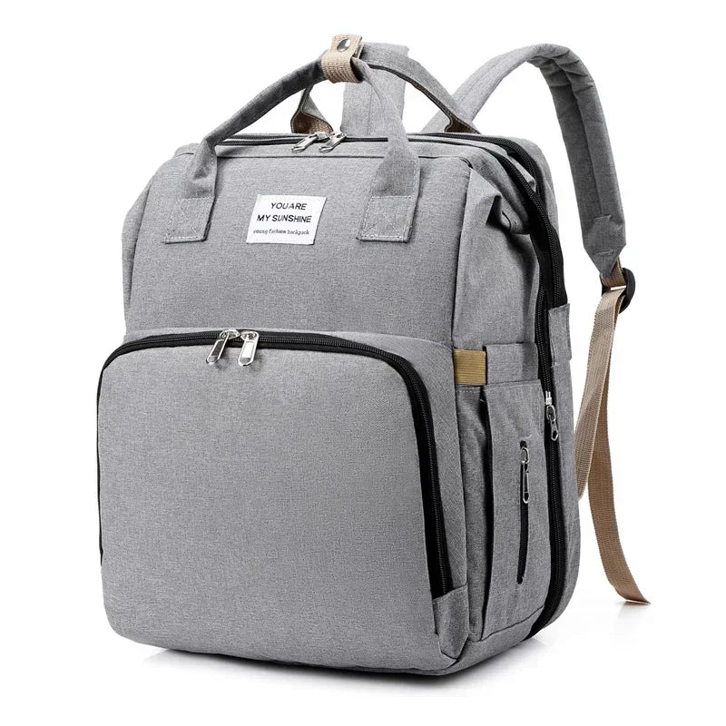 Diaper Bag Backpack with Fold-Out Changing Station, Large Capacity Baby Essentials Organizer with Bottle Pockets and Changing Mat for Parents