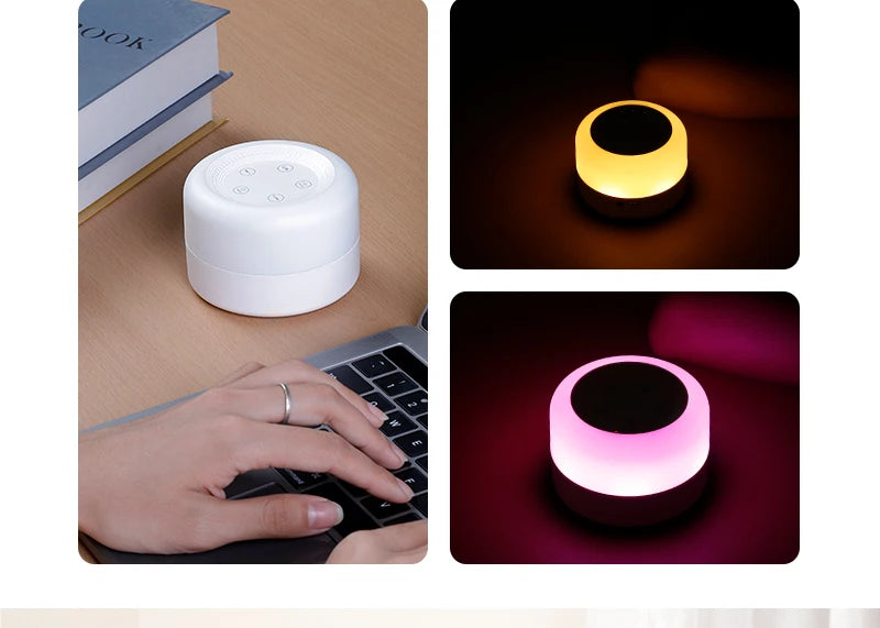 Color Light White Noise Machine with 7 Light Effects and 12 Sounds, 2000mAh Rechargeable Battery, Compact Sound Device for Nursery and Travel