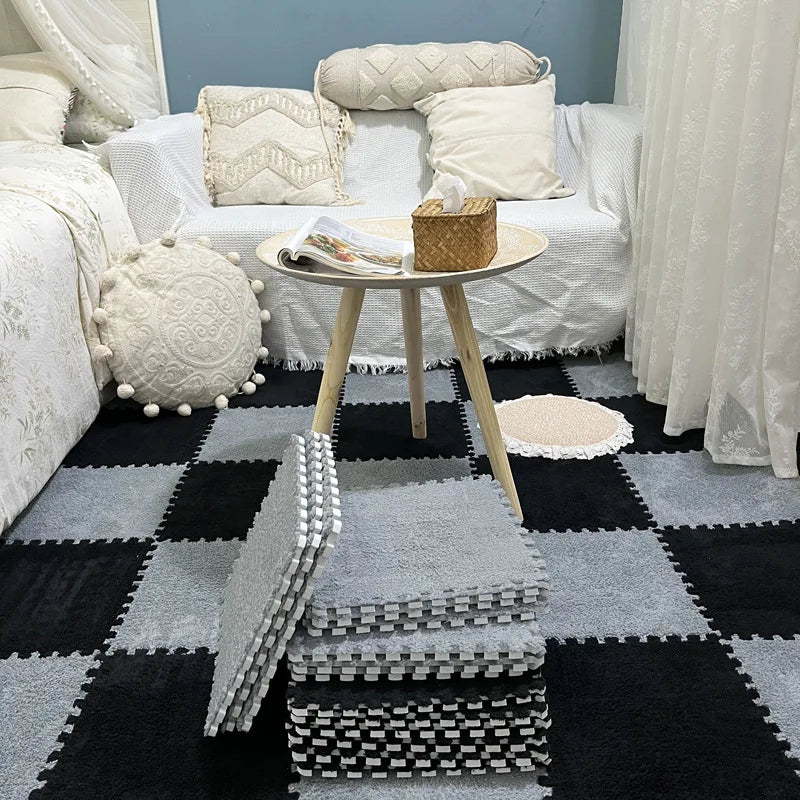 Interlocking Carpet Floor Tiles, Plush 30 cm EVA Foam Puzzle Squares with 1 cm Cushioning for Nursery Corners and Kids Indoor Playrooms