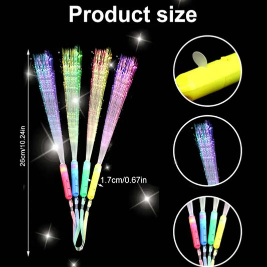 Fiber Optic LED Glow Sticks, Colorful Light-Up Party Wands in Mixed Colors for Birthday Celebrations, Wedding Receptions and Christmas Events