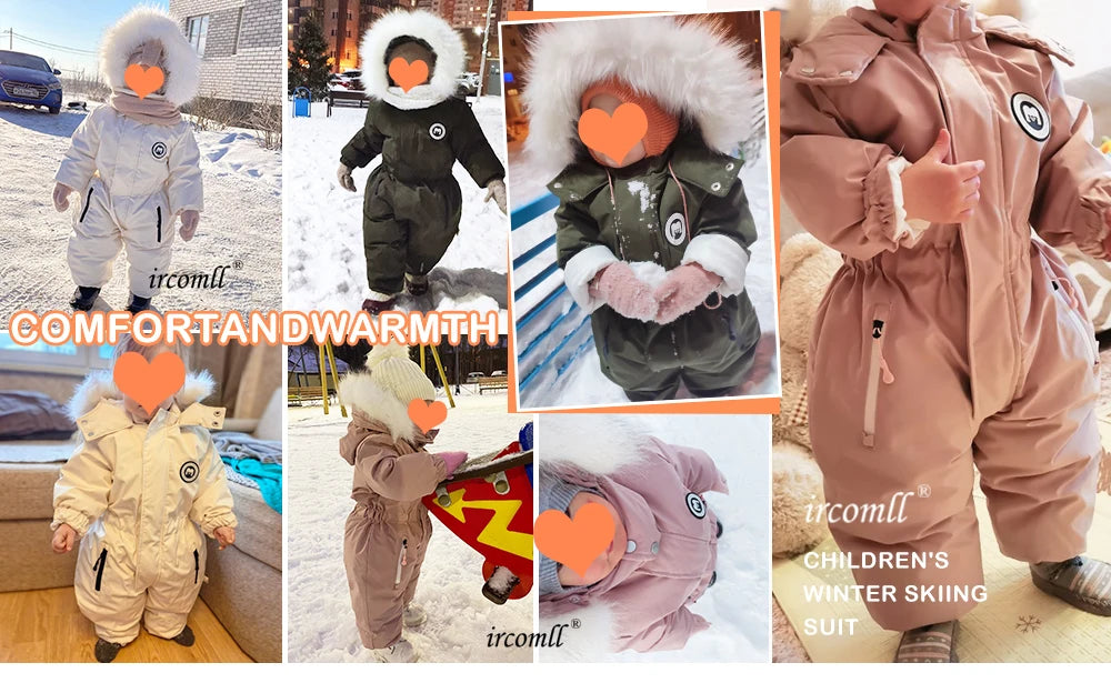 Toddler Hooded Snowsuit by Ircomll, Padded One-Piece Winter Outerwear with Plush-Look Hood Trim, Elastic Cuffs and Pockets, Sizes 18M to 4-5T
