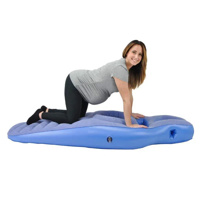 Pregnancy Lounging Mat with Belly Opening, Inflatable Maternity Body Pillow with Flocked PVC Surface, 170 cm Rest Cushion for Expecting Moms