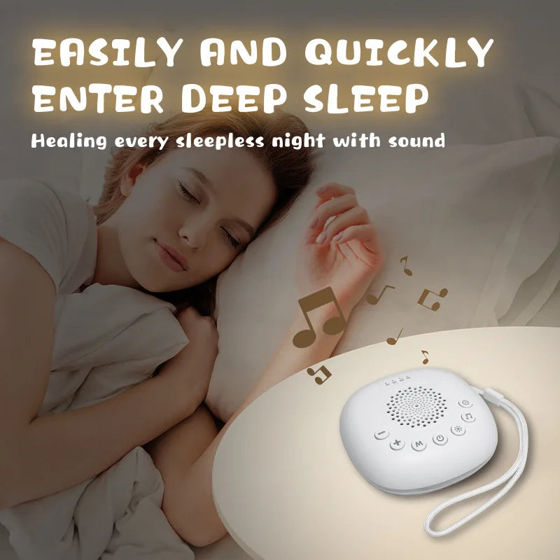 Rechargeable White Noise Machine with LED Breathing Light, 20 Sounds, 30/60/90-Minute Timer and 800mAh Battery for Bedside and Travel