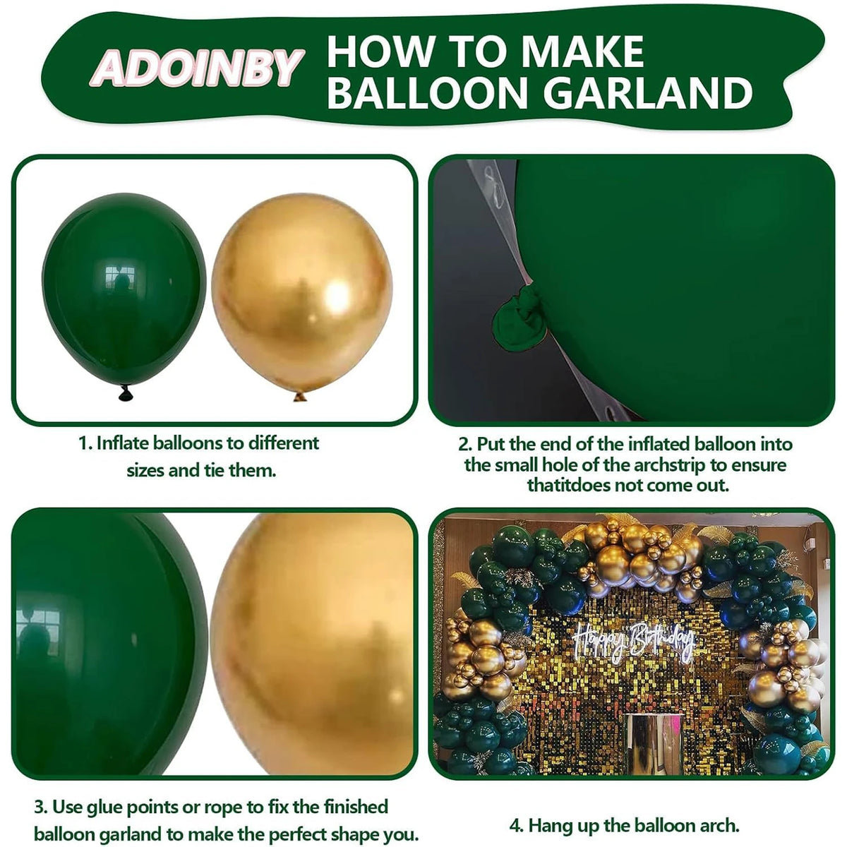 Green and Gold Balloon Garland Kit, 99-Piece Balloon Arch Decorations for Baby Showers, Gender Reveals, Birthdays, Weddings and Engagement Parties