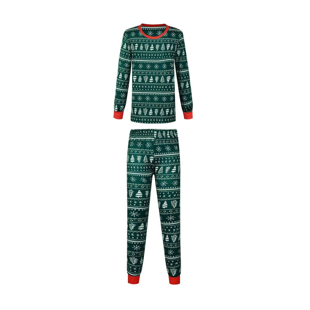 Matching Christmas Pajamas for Family, Festive Allover Print Mom Dad Kids Two-Piece Outfits and Baby Romper for Holiday Photos