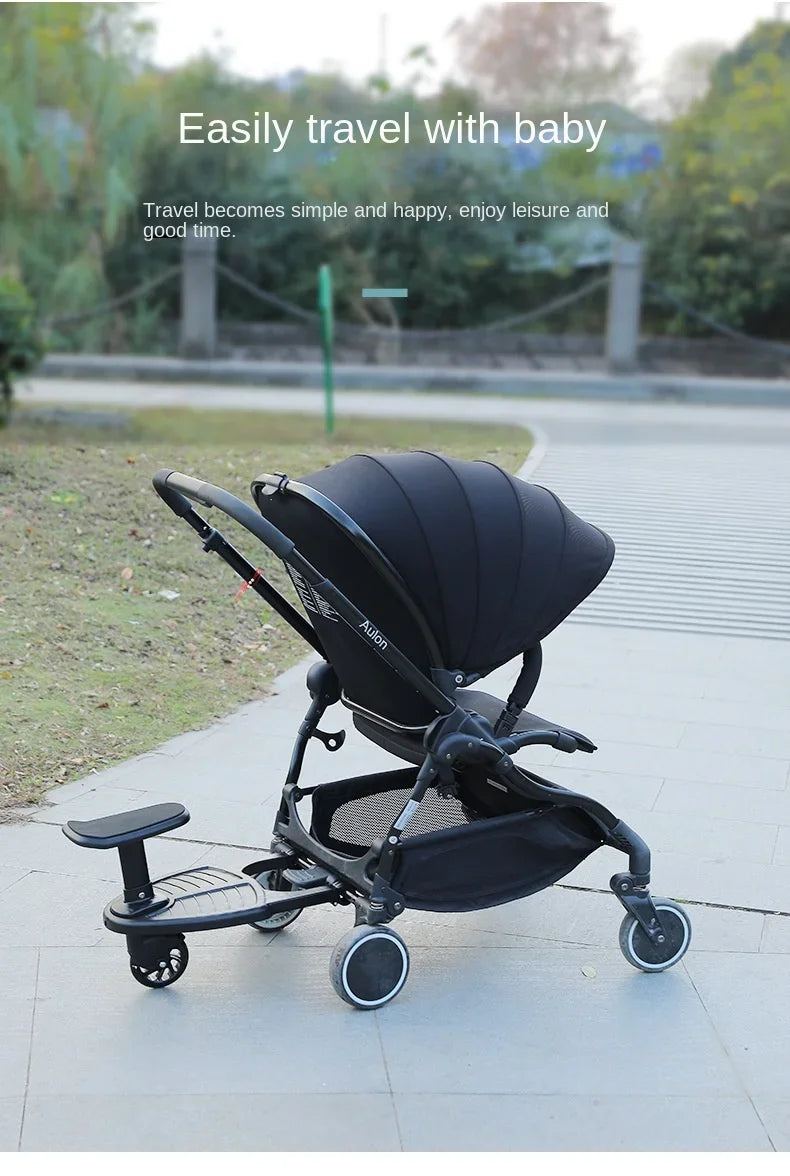 Second Child Stroller Board with Removable Seat, Sit-and-Stand Ride Along Platform in Black, Blue or Pink with Single or Double Wheel Options