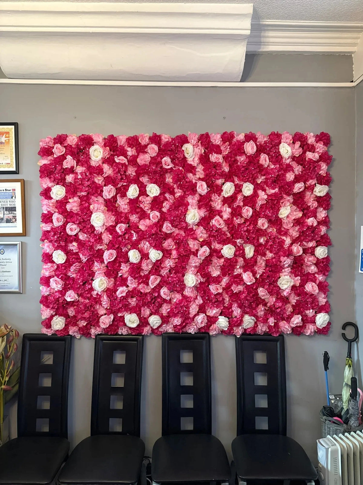 Artificial Flower Wall Panels with Fabric Roses, 40 x 60 cm Reusable Floral Backdrop for Baby Showers, Weddings, Birthdays & Home Decor