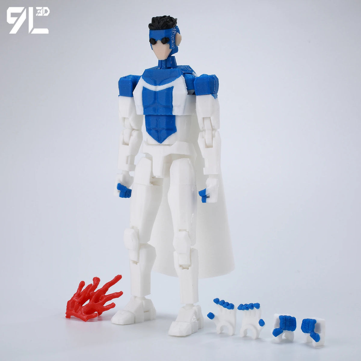 Articulated Superhero Action Figure, 3D Printed PETG Collectible with 30+ Poseable Joints, Interchangeable Parts and Accessories for Display