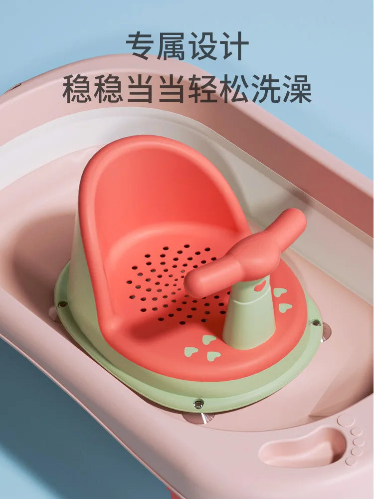 Drainage-Hole Baby Bath Seat with Suction-Cup Base, Removable Front Armrest and High Backrest in Multiple Colors for Closely Supervised Bathing