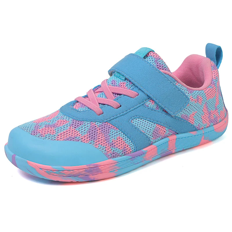 Children’s Minimalist Barefoot Sneakers with Wide Fit, Zero-Drop Design, Mesh Panels and Adjustable Strap for Boys and Girls Everyday Wear