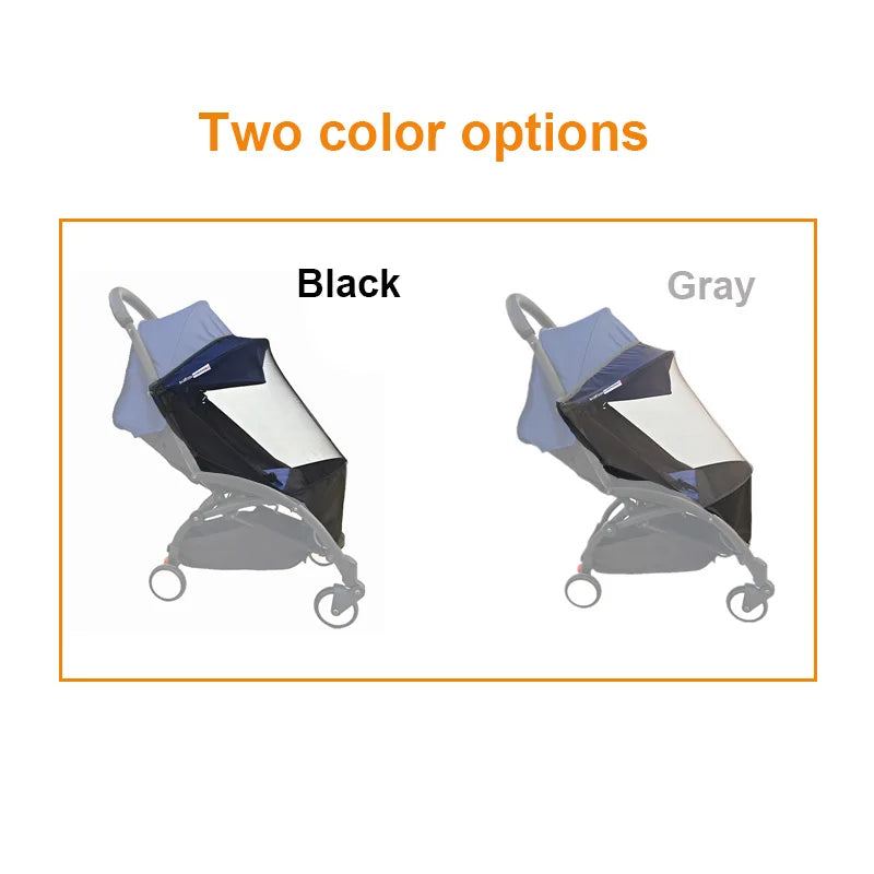 Stroller Mosquito Net with Foot Pocket, Black Polyester Mesh Insect Cover for YOYO-Style Pushchairs, Outdoor Park Walks and Family Travel