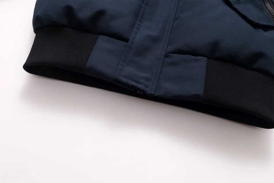 Kids Down Winter Coats with Fur-Trimmed Hoods, Black or Navy Short Bomber and Long Parka Styles for Boys and Girls, Child and Teen Size Options