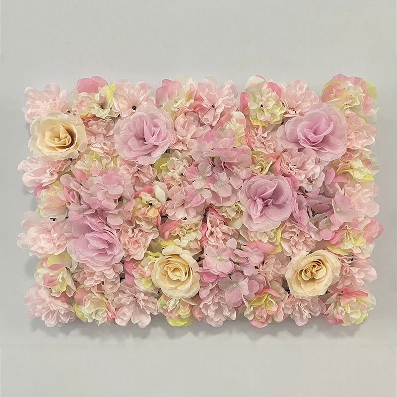 Artificial Flower Wall Panels with Fabric Roses, 40 x 60 cm Reusable Floral Backdrop for Baby Showers, Weddings, Birthdays & Home Decor
