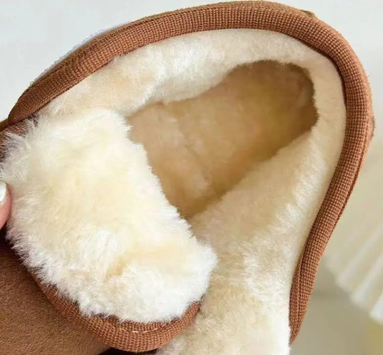 Hook-and-Loop Toddler Winter Ankle Boots with Faux Suede Upper and Plush Lining, Brown Apricot or Black Short Shoes for Boys and Girls in Sizes 21–30