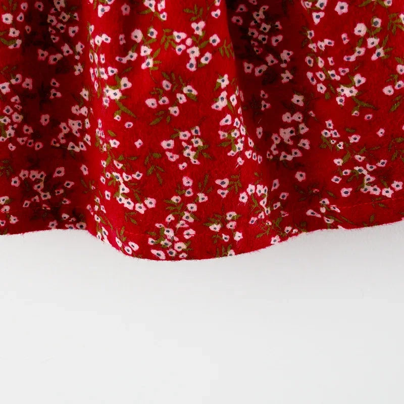 Baby Girl Floral Long Sleeve Dress with Ruffle Collar and Bow, Spring and Fall Outfit for Birthdays and Family Photos, Sizes 9 Months to 3 Years