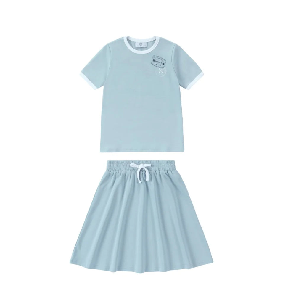 Kids Ringer Matching Outfits in Cotton Jersey with Stamp Graphics, Contrast Trim Dresses, Tees, Shorts and Baby Sets for Summer Photos