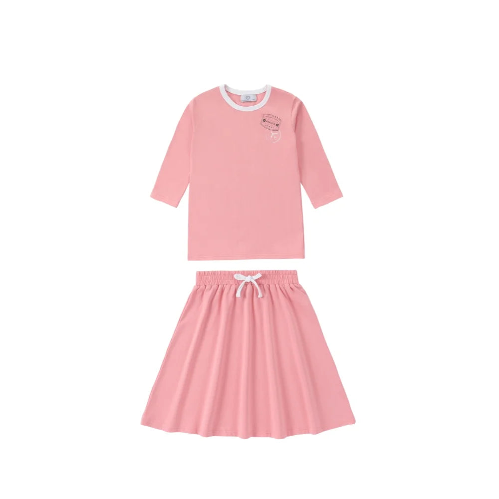 Kids Ringer Matching Outfits in Cotton Jersey with Stamp Graphics, Contrast Trim Dresses, Tees, Shorts and Baby Sets for Summer Photos