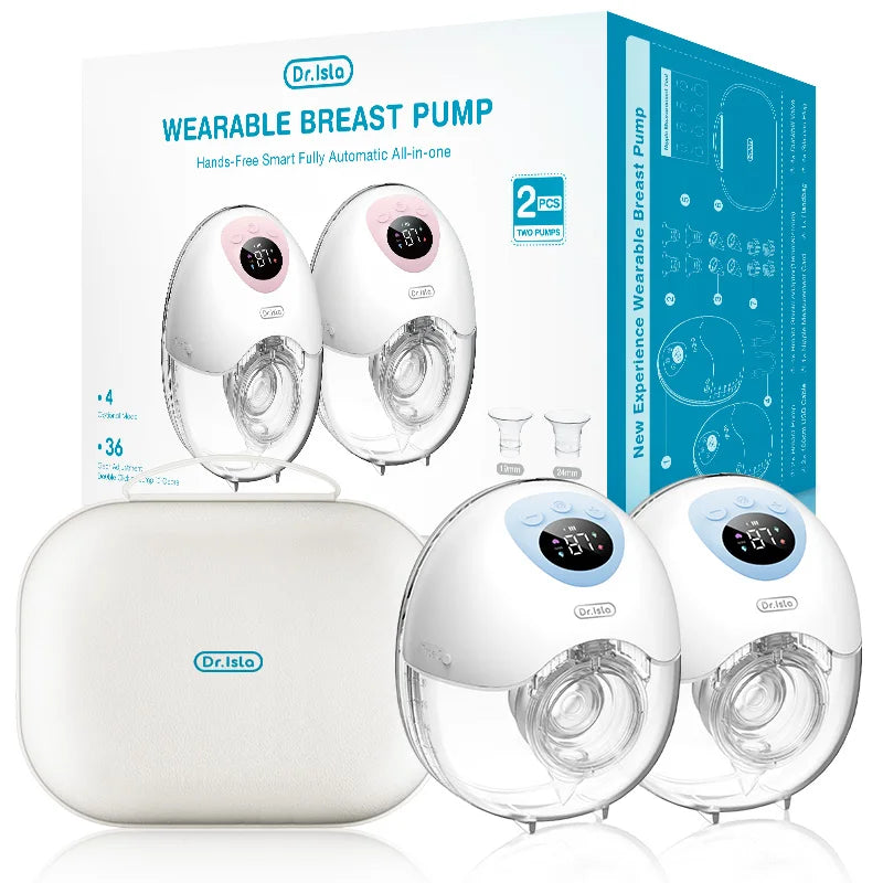 Double Wearable Breast Pump Set EB50 with 4 Modes and 36 Levels, Rechargeable Hands-Free Electric Pumps, Storage Case and 19mm/24mm Fit Accessories