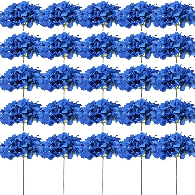 Silk Hydrangea Flower Heads, 25-Piece Artificial Flowers with Flexible Stems for DIY Wedding Centerpieces, Baby Shower and Home Party Decor