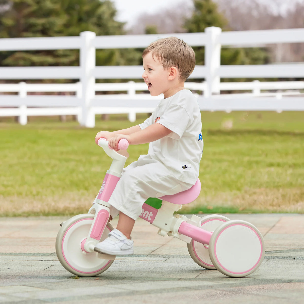 Toddler Tricycle 3-in-1 with Parent Push Handle, Pink Ride-On with Quiet EVA Wheels, Carbon Steel Frame and Adjustable Seat for Ages 1ā4