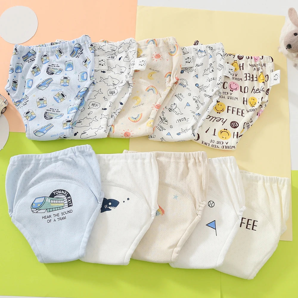 Washable Potty Training Pants Multipack, 4 or 8 Reusable Toddler Underwear Briefs with Printed Designs for Daytime Toilet Learning, Sizes S-XL