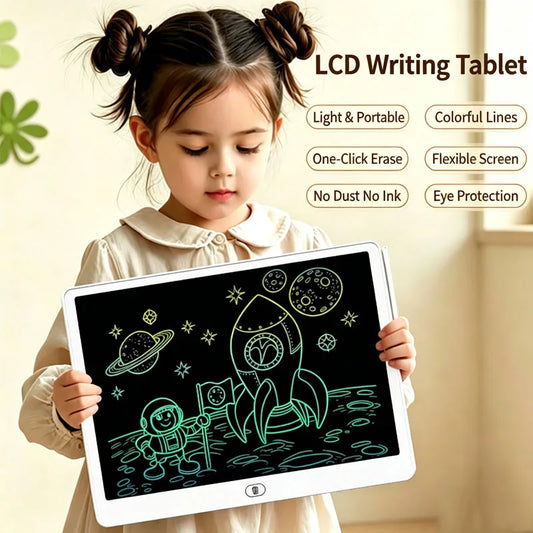 Erasable LCD Writing Board for Kids, 8, 11, 13 or 16 Inch Color Drawing Tablet with Stylus for Doodles, Handwriting and Number Practice
