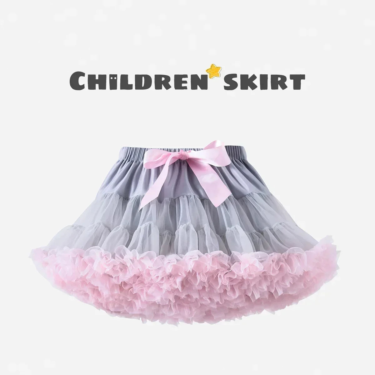 Girls Bow Waist Tutu Skirt with Fluffy Tulle Layers and Satin Lining, Adjustable Elastic Waist Pettiskirt for Birthdays, Dance and Dress Up