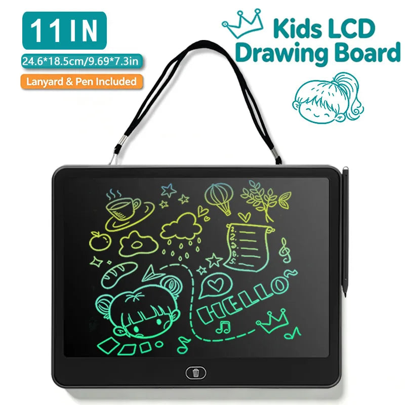 Erasable LCD Writing Board for Kids, 8, 11, 13 or 16 Inch Color Drawing Tablet with Stylus for Doodles, Handwriting and Number Practice