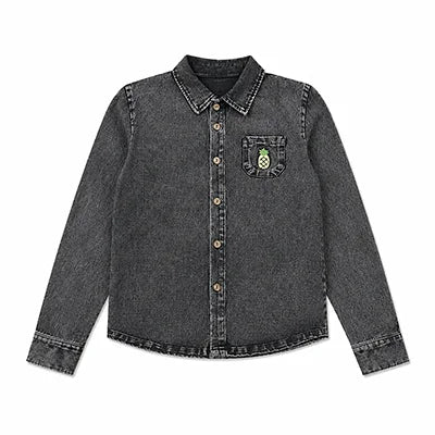 Black Denim Family Matching Outfits with Embroidered Details, Girls Dresses and Skirts, Boys Shirts and Baby Sets for Sibling Photos