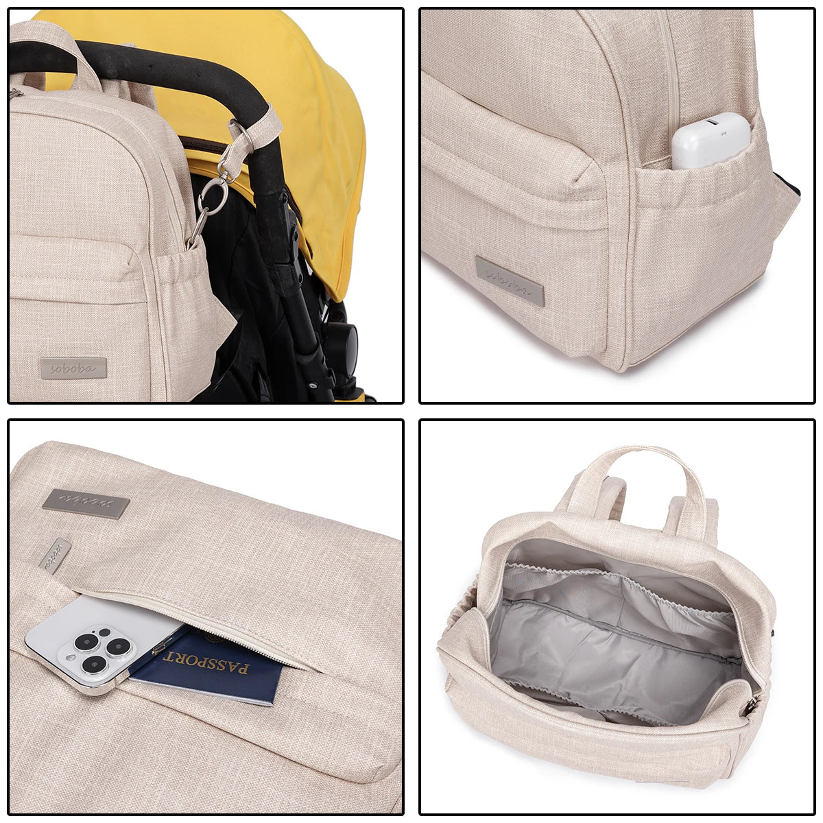 Parent Diaper Backpack by Soboba with Front Zip Pocket and Top Carry Handle, Solid-Color Baby Changing Bag for Newborn Supplies and Daily Outings