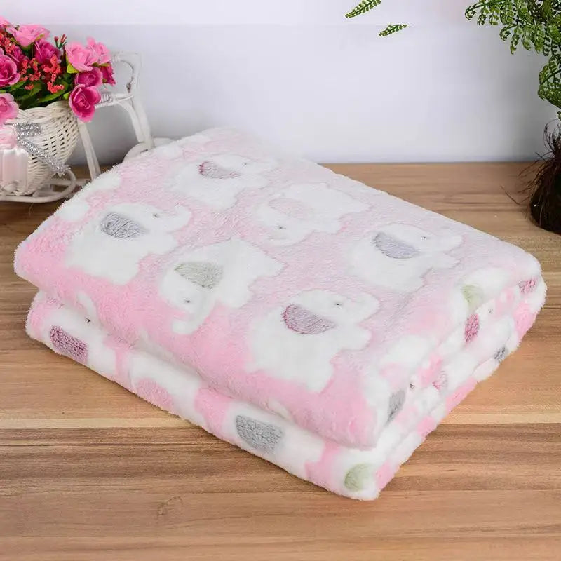 Coral Velvet Elephant Baby Blanket with Listed Dual-Use Pillow Quilt Design, Pink and Blue Textile Accessory for Supervised Cuddles and Baby Shower Gifts