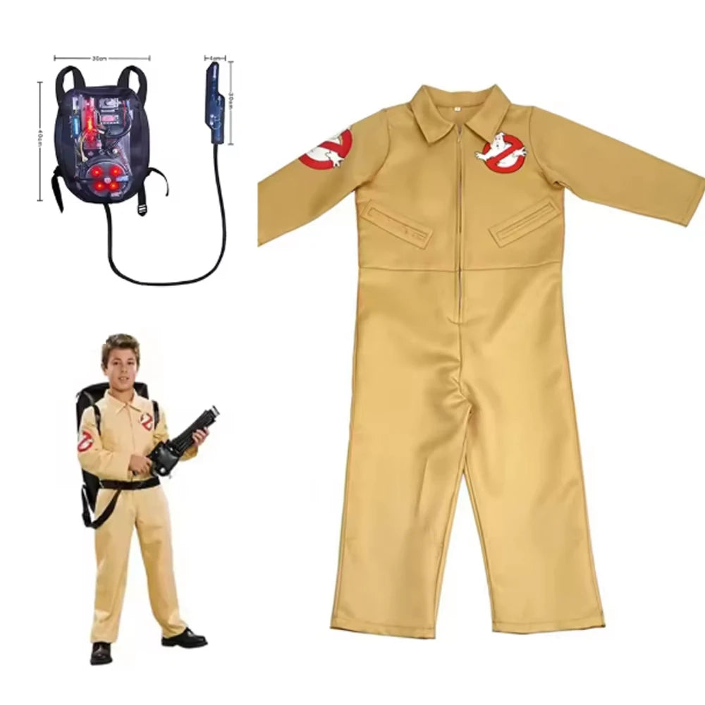 Kids Ghostbusters Inspired Costume with Clothing Style and Backpack Options for Halloween, Carnival, Movie-Themed Parties and Cosplay