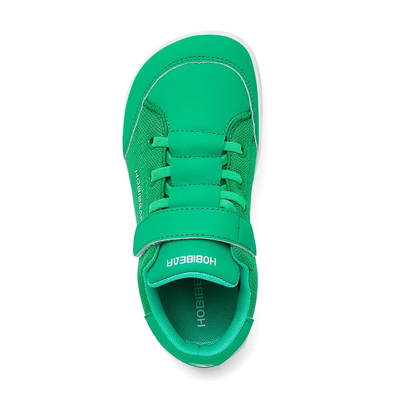 Kids Colorblock Barefoot Sneakers by HOBIBEAR with Breathable Mesh, Wide Toe Box, Zero-Drop Design and Easy Strap for Everyday Walking