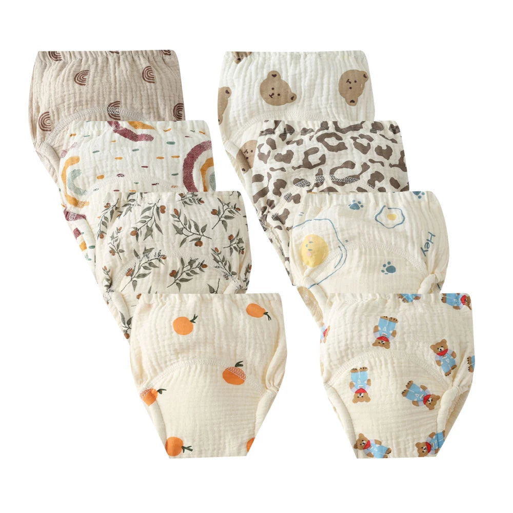 Washable Potty Training Pants Multipack, 4 or 8 Reusable Toddler Underwear Briefs with Printed Designs for Daytime Toilet Learning, Sizes S-XL