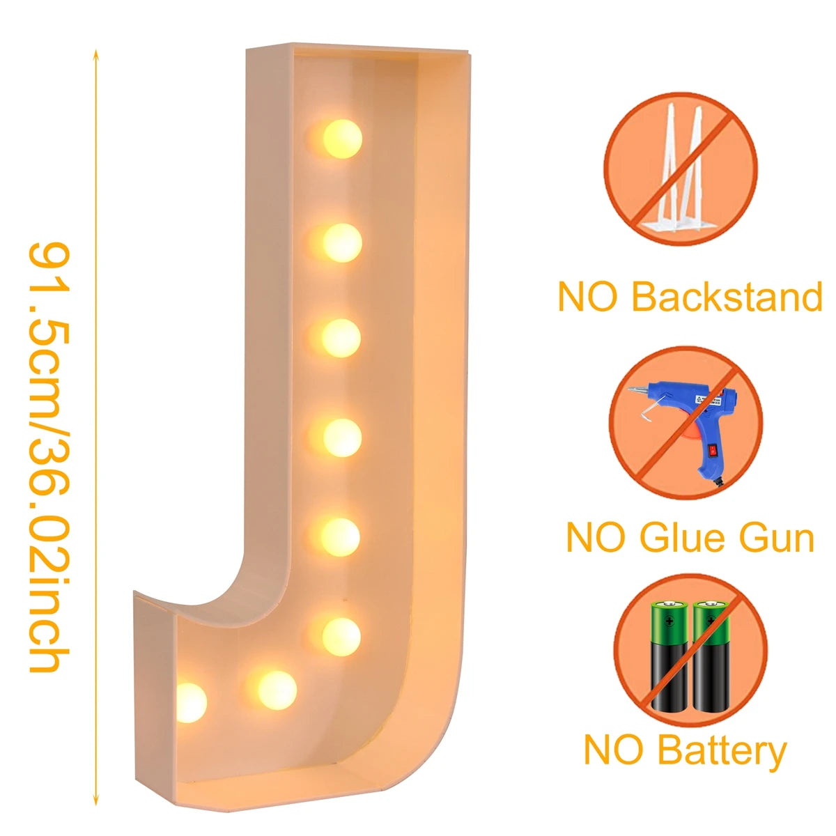 Giant Marquee Letter Frame Box, 91.5cm LED Light-Style Alphabet Display for DIY Names, Baby Showers, First Birthdays and Wedding Party Decor