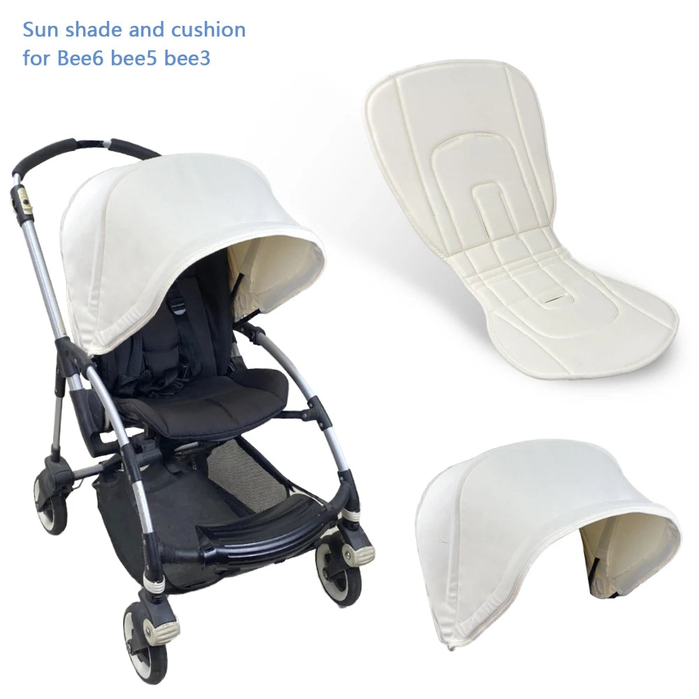Stroller Sunshade Canopy and Seat Cushion Options for Bugaboo Bee Models, Replacement Fabric Accessories with Multiple Color Choices, Verify Exact Fit