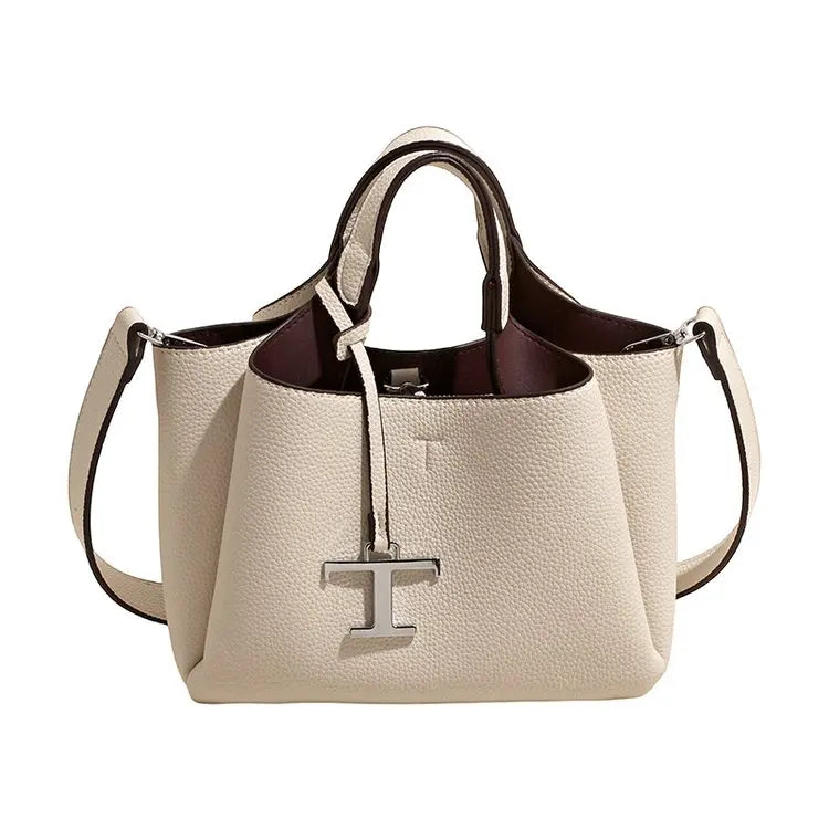 Diaper Tote Bag with Leather-Look Finish, Top Handles and Long Shoulder Strap, Vintage-Style Baby Essentials Handbag for Moms and Everyday Outings