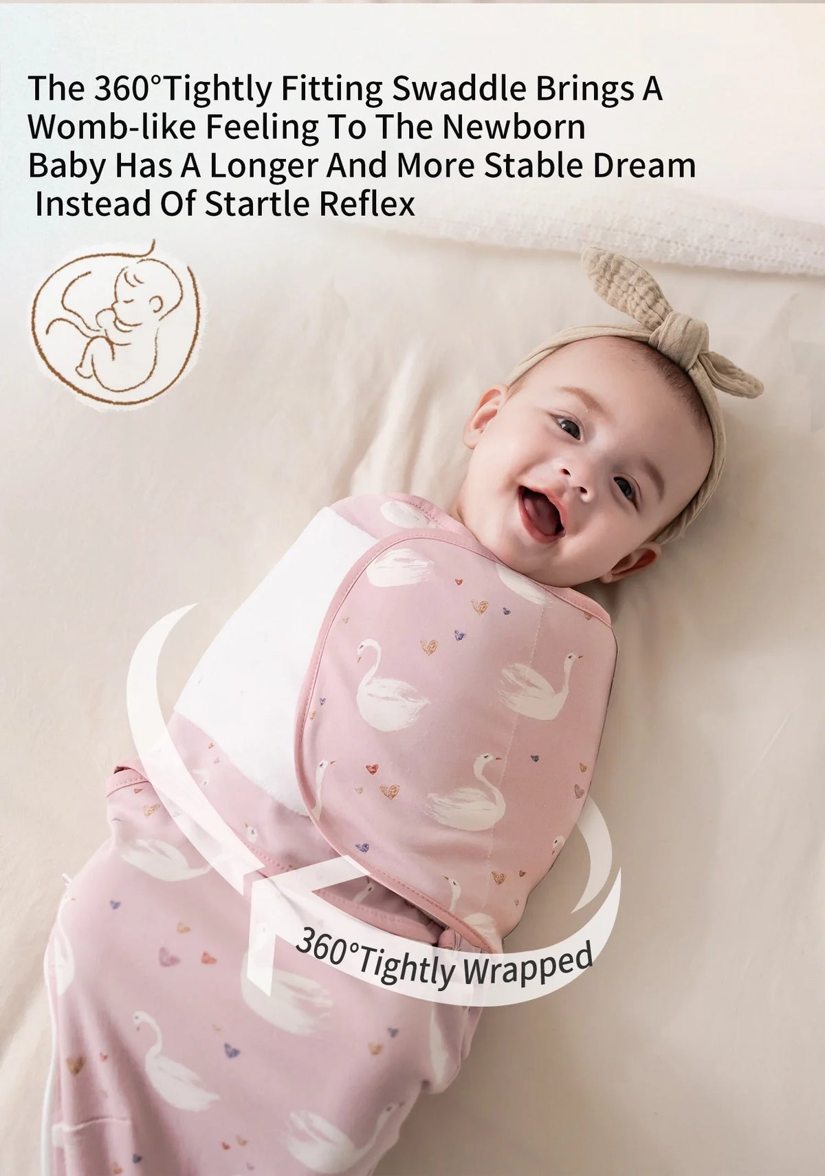 Envelope Baby Swaddle Wrap with Cap, INSULAR Adjustable Cotton Newborn Set in S and M with Animal, Leaf, Rainbow and Star Pattern Options