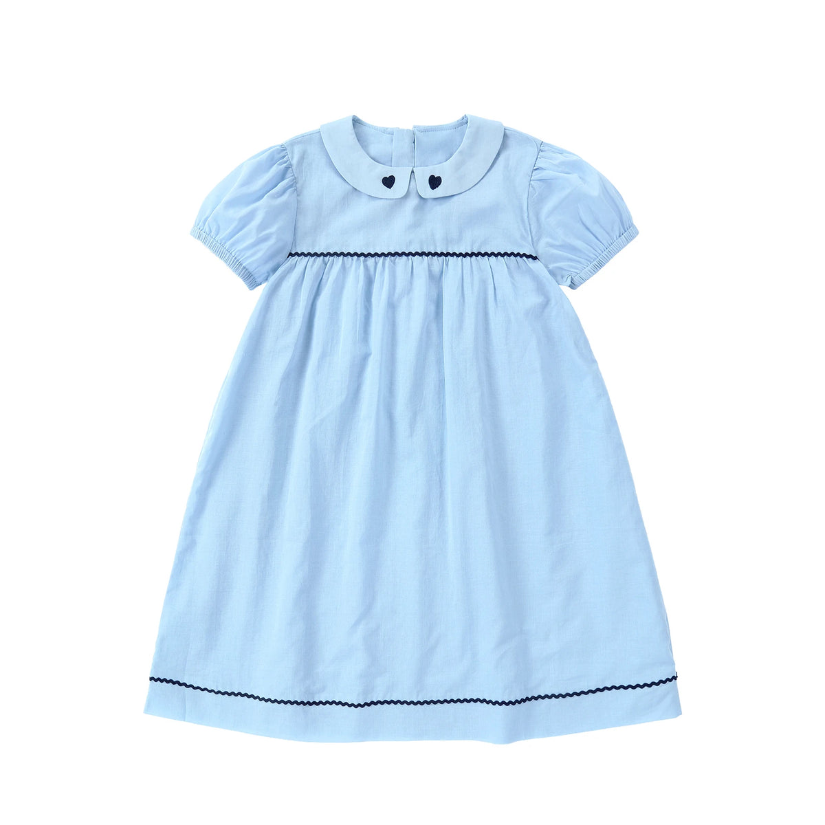 Light Blue Sibling Matching Outfits with Cotton Girls Collared Dresses, Baby Rompers and Boys Plaid Sets, Lyocell Knit Tops and White Separates