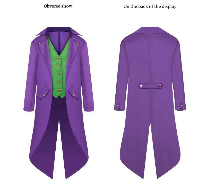 Gothic Costume Tailcoat for Adults and Kids, Polyester Steampunk Cosplay Coat for Halloween Parties, Renaissance Festivals and Stage Performances