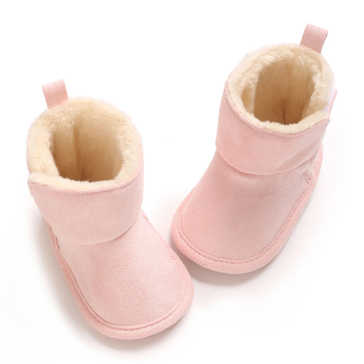 Soft Sole Baby Winter Boots with Plush Lining and Hook-and-Loop Closure, Brown Pink or Apricot Infant Shoes for Boys and Girls, 0-18 Months