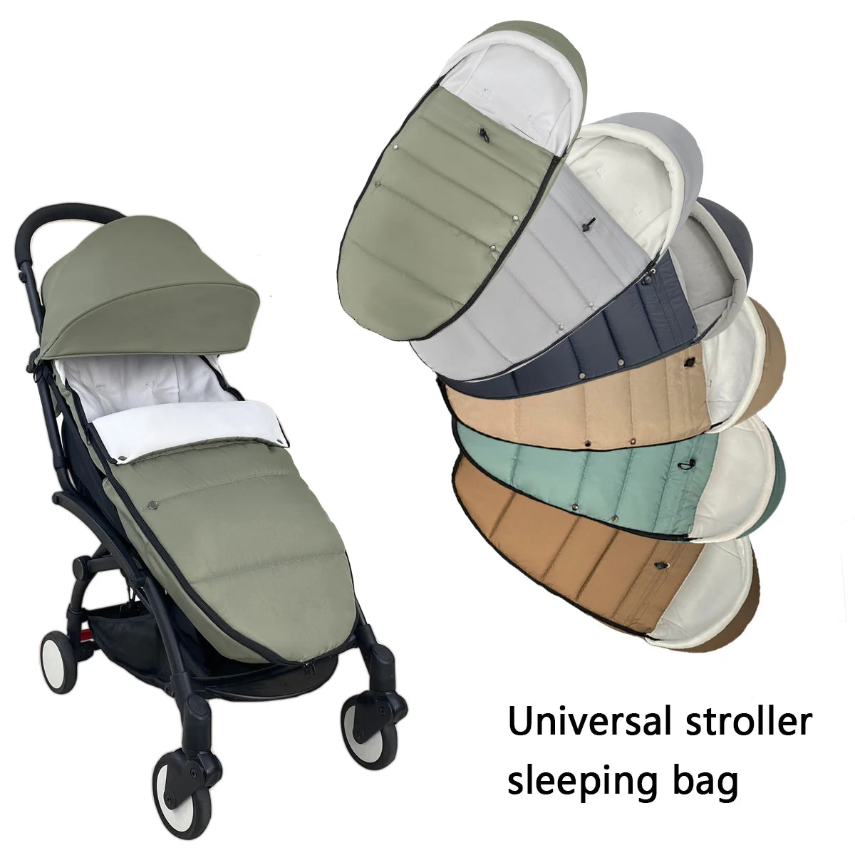 Convertible Stroller Footmuff 87 x 40 cm with Fleece Lining and Detachable Front Cover, Two-Way Zipper Pram Seat Liner in Seven Colors