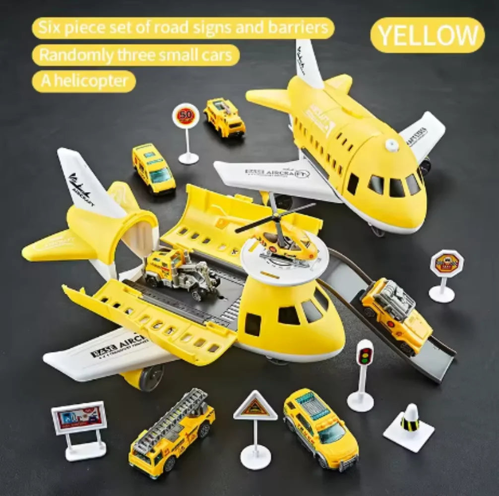 Passenger Airplane Toy with Foldable Storage Design, Wheeled Plane Model for Kids Pretend Airport Play in Red, Blue, Yellow or Green