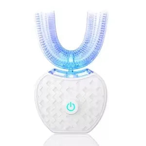Automatic U-Shaped Electric Toothbrush with Sonic Vibration, USB Rechargeable Design and Blue Light in White, Black, Blue or Pink