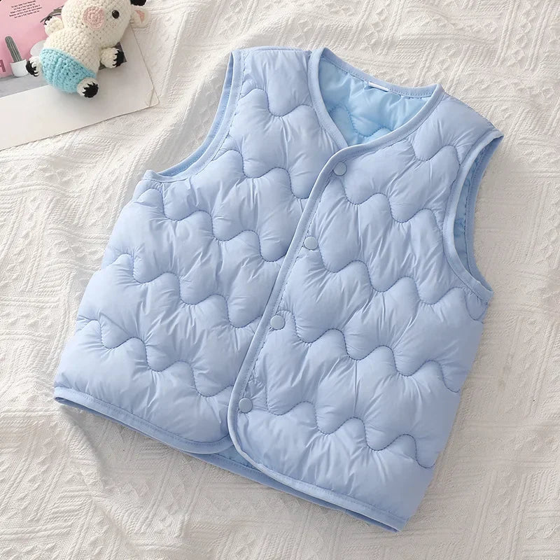 Quilted Toddler Vest with Snap-Front Closure, Solid Color Sleeveless Waistcoat for Boys and Girls in Sizes 2T–6T for Fall and Winter Layering