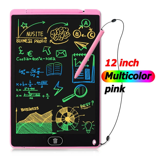 12-Inch LCD Handwriting Pad for Kids, Color Drawing Tablet and Portable Writing Board for Creative Doodles, Letter Practice and Learning Activities