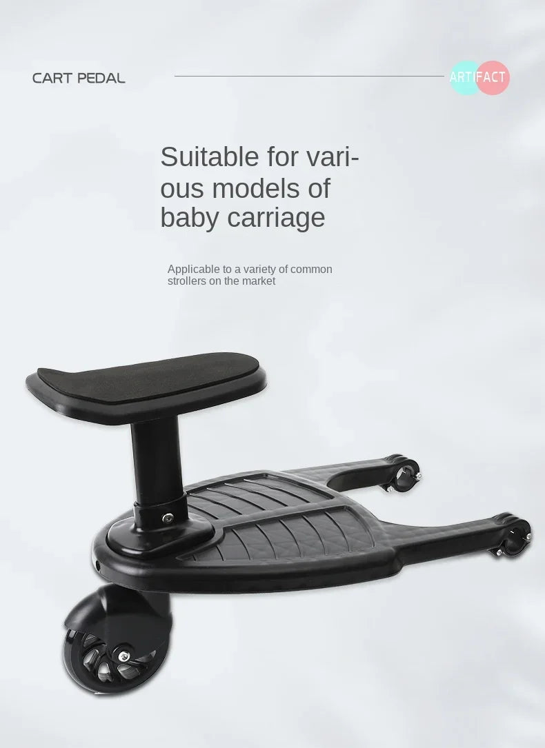 Second Child Stroller Board with Removable Seat, Sit-and-Stand Ride Along Platform in Black, Blue or Pink with Single or Double Wheel Options
