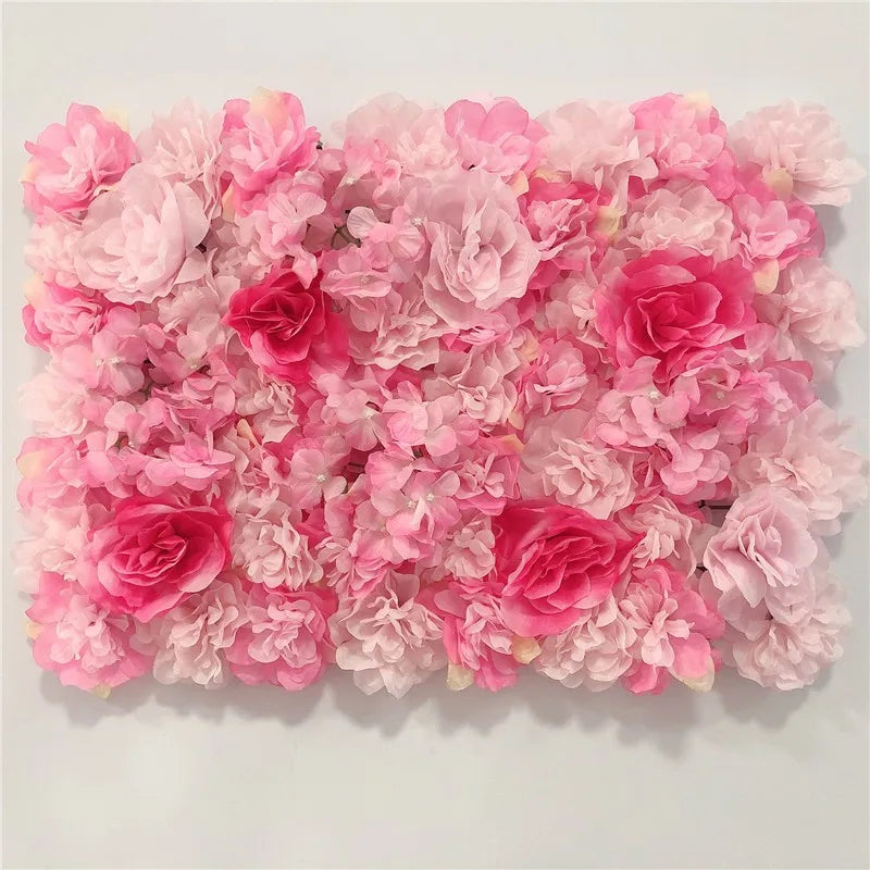 Artificial Flower Wall Panels with Fabric Roses, 40 x 60 cm Reusable Floral Backdrop for Baby Showers, Weddings, Birthdays & Home Decor