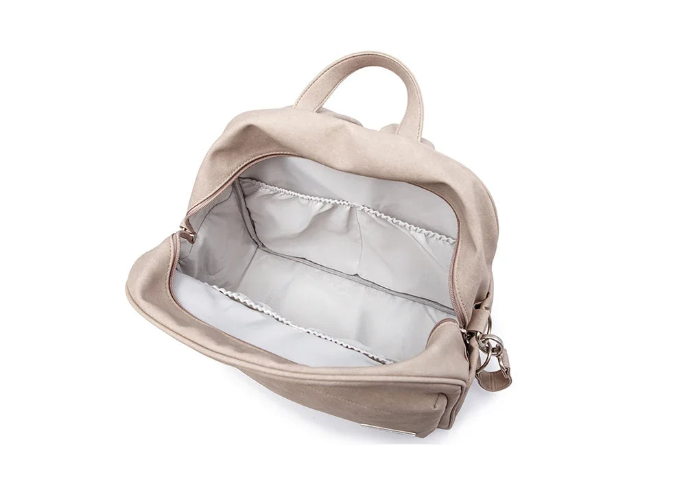 Diaper Bag Backpack by Soboba with Front Zipper Pocket, Top Carry Handle and Solid Color Styling for Baby Care Essentials and Everyday Outings