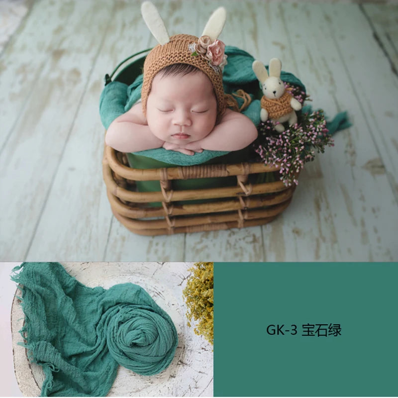 Cotton Gauze Newborn Photography Wrap, Stretchy Baby Portrait Prop in Two Sizes with Color Options for Studio Layers and Keepsake Photo Sessions